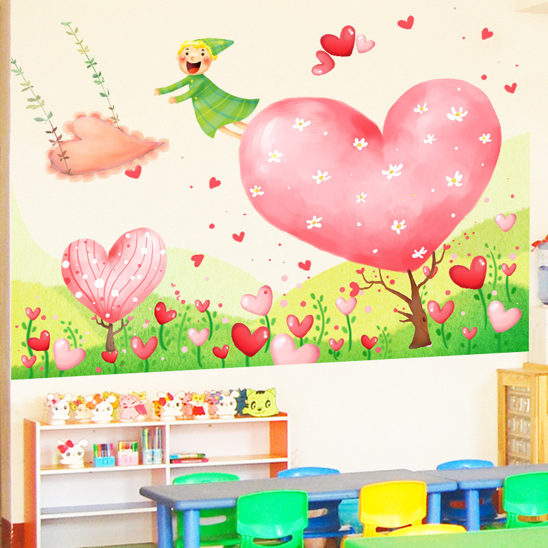 卡通爱心树墙贴 幼儿园教室布置创意贴画儿童房间床头