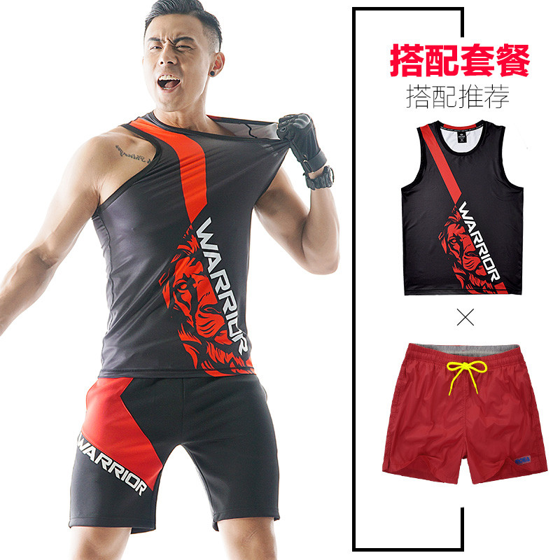 墨立方 2017夏季男士运动背心潮修身青年跨栏背心紧身健身背心男
