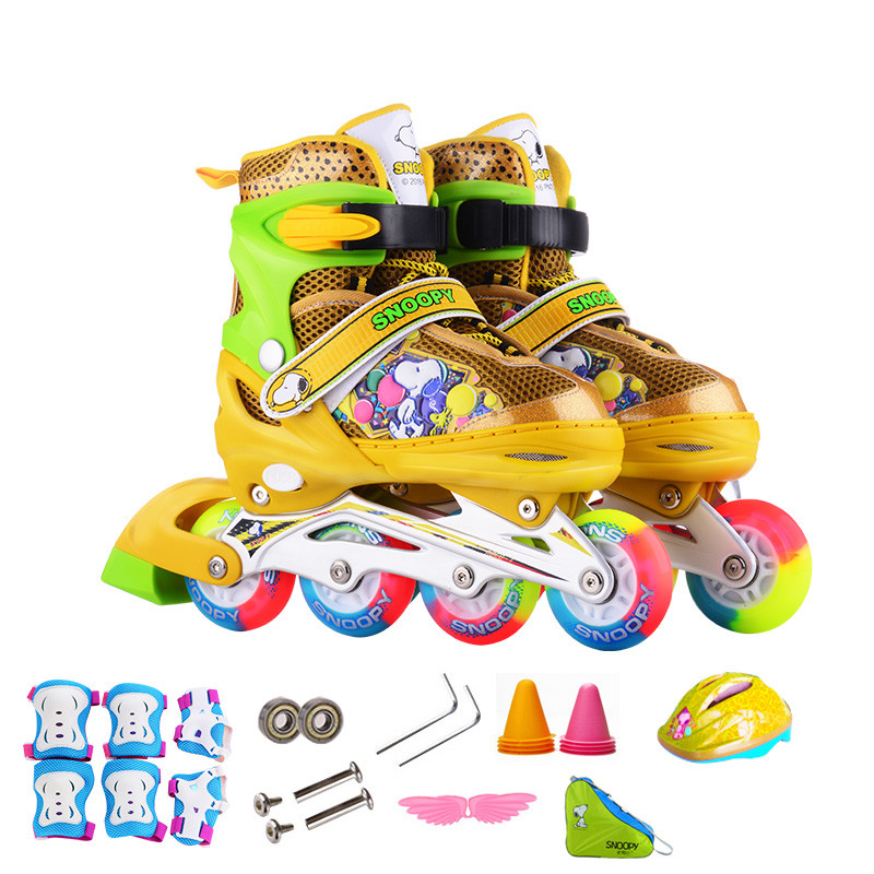 史努比溜冰鞋儿童滑冰鞋3-5-10岁轮滑鞋全套装