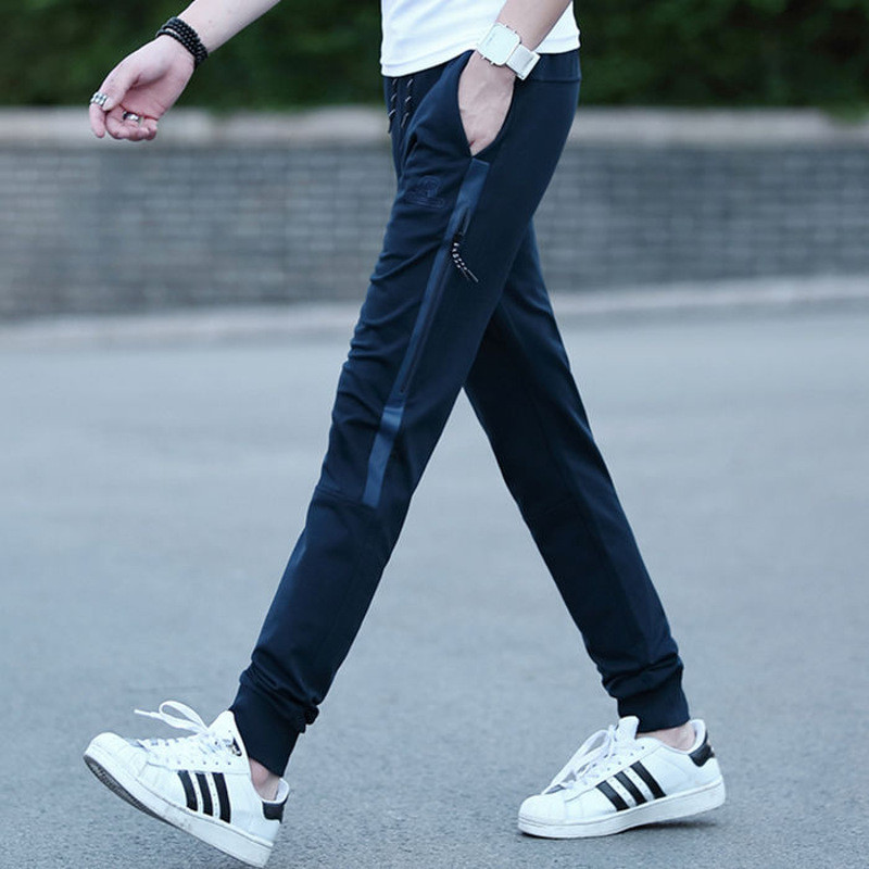 缩口运动裤男春秋小脚收口束脚长裤学生收腿修身纯棉大码卫裤春季