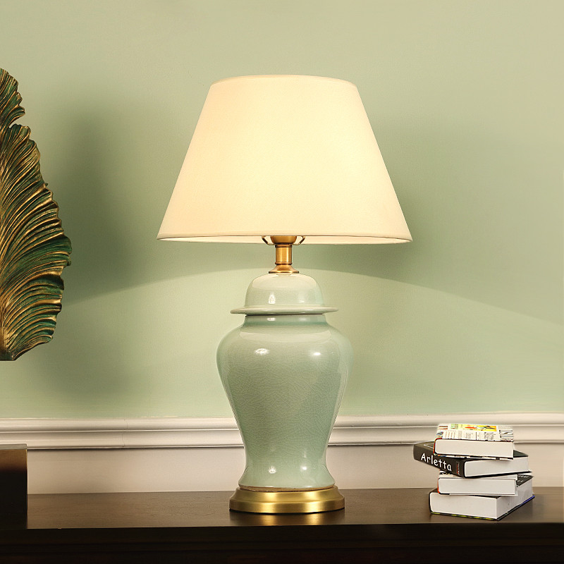 美式乡村全铜陶瓷台灯温馨卧室灯浪漫床头灯现代简约欧式书房台灯