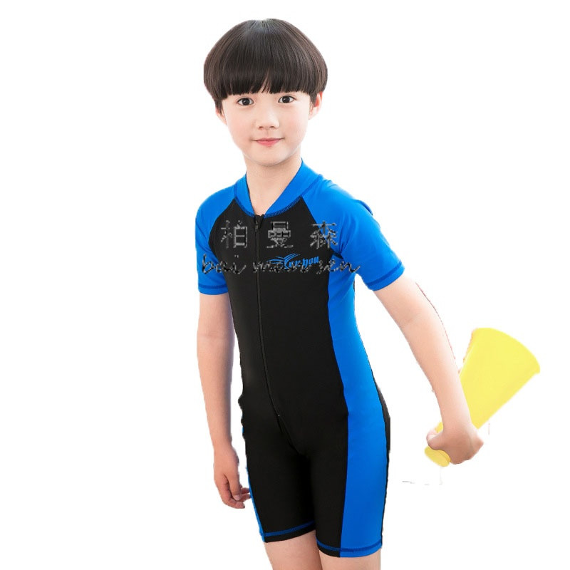 户外运动儿童连体短袖泳衣男童泳装女孩沙滩冲