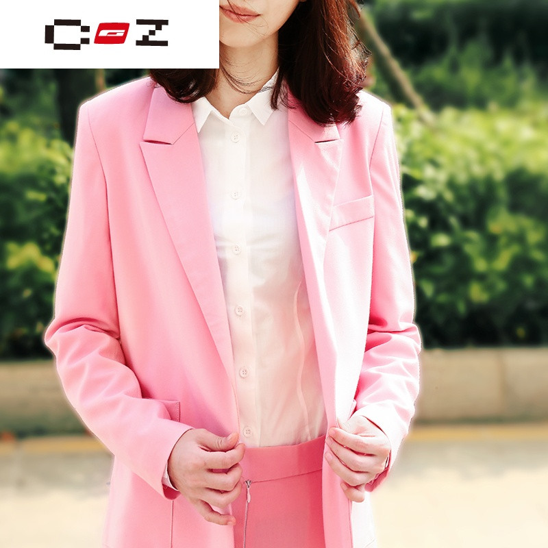 CZ潮流品牌2017新款粉色西装套装女日系休闲