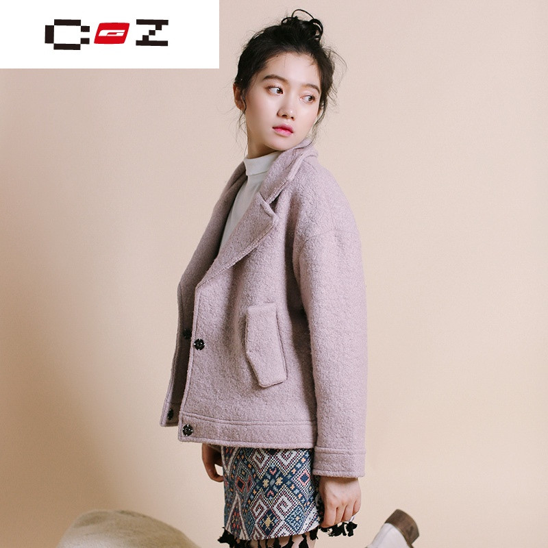 CZ潮流品牌秋冬装长袖羊毛呢子大衣 韩版宽松
