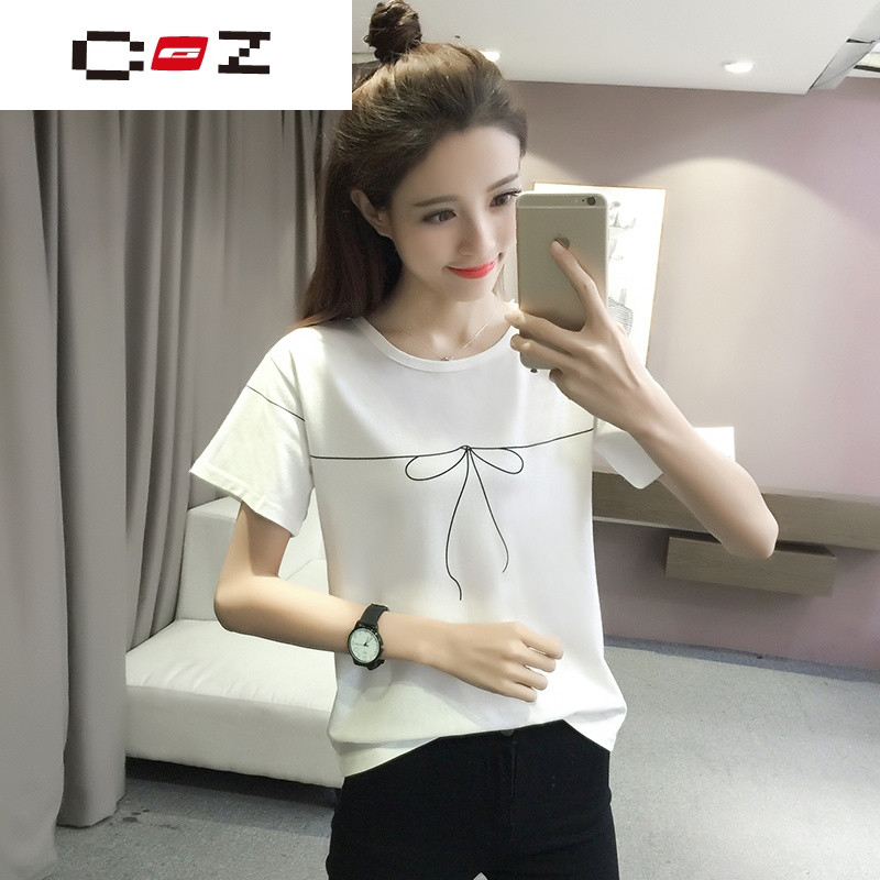 CZ潮流品牌短袖T恤女春夏新款女装圆领中学生