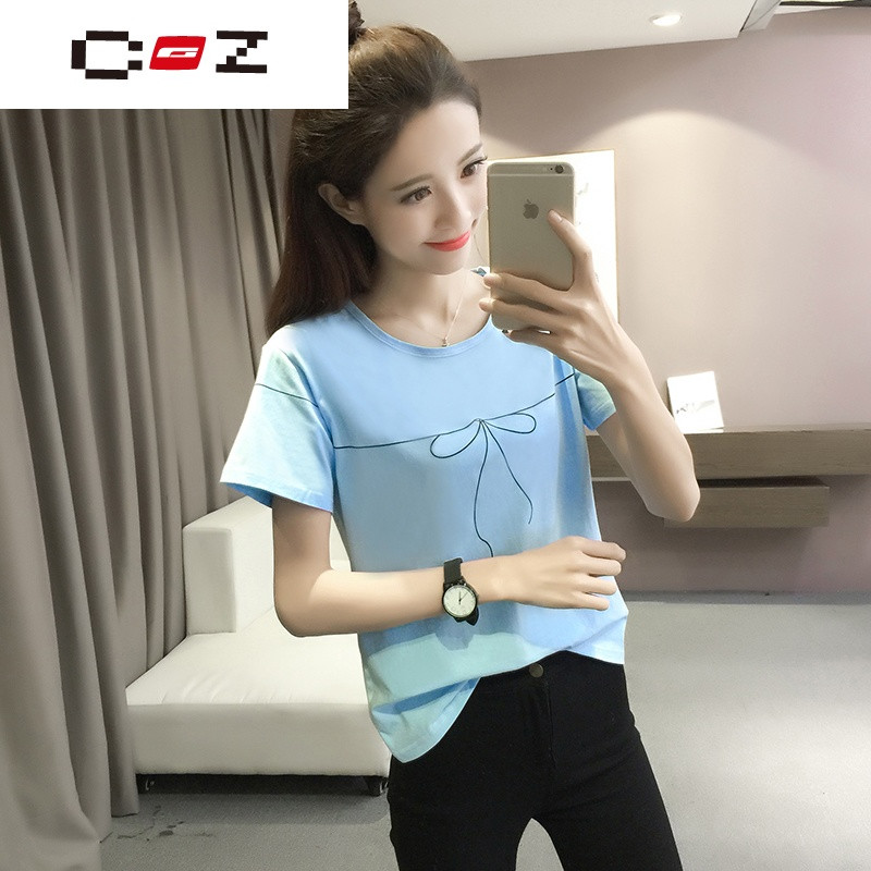 CZ潮流品牌短袖T恤女春夏新款女装圆领中学生
