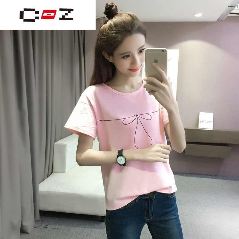 CZ潮流品牌短袖T恤女春夏新款女装圆领中学生