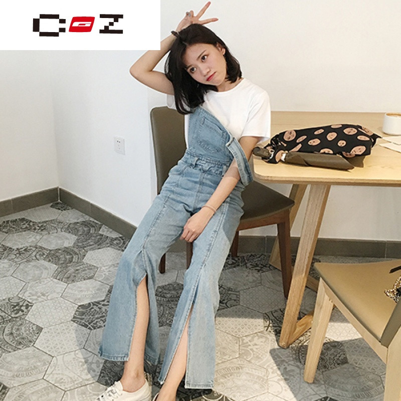 Z潮流品牌春装女装韩版宽松裤脚开叉喇叭裤阔