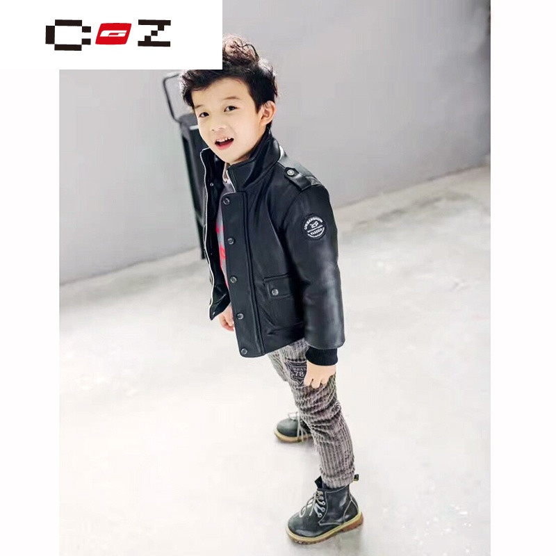 CZ潮流品牌儿童皮衣外套2017新款 男大童皮夹