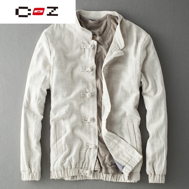 CZ潮流品牌春季中国风棉麻复古男装外套亚麻