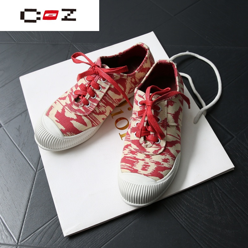 CZ潮流品牌XZ277 英伦红迷彩帆布鞋2017春季