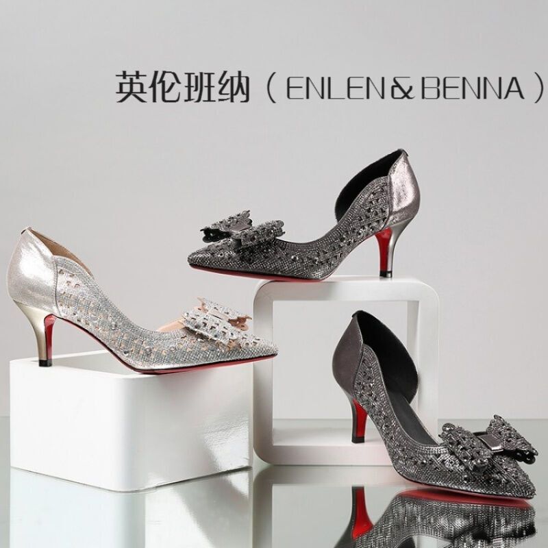 英伦班纳高跟鞋女2017春夏新款甜美烧花镂空