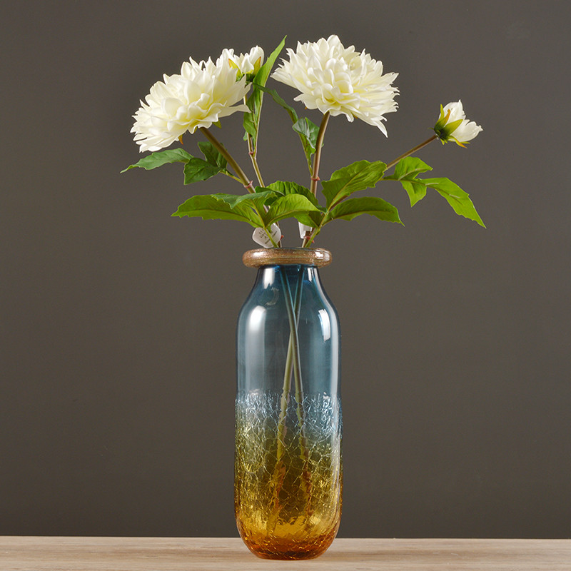 插花容器冰裂透明玻璃花瓶简约现代欧式客厅玄关家居装饰品-高款 2支