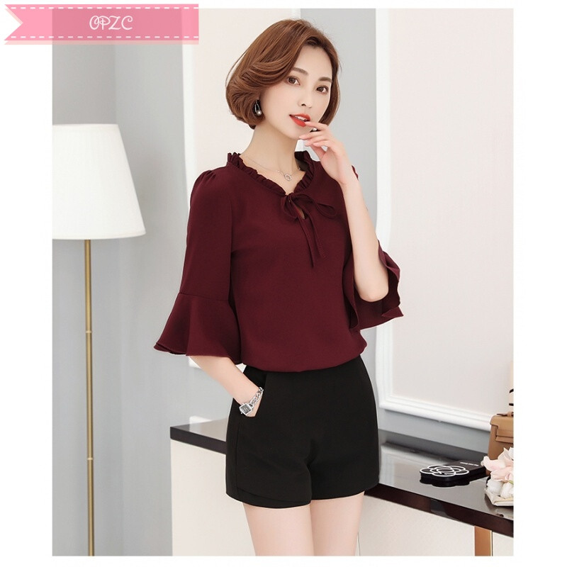 OPZC新款夏妈妈雪纺衫40岁30中年人女上衣服