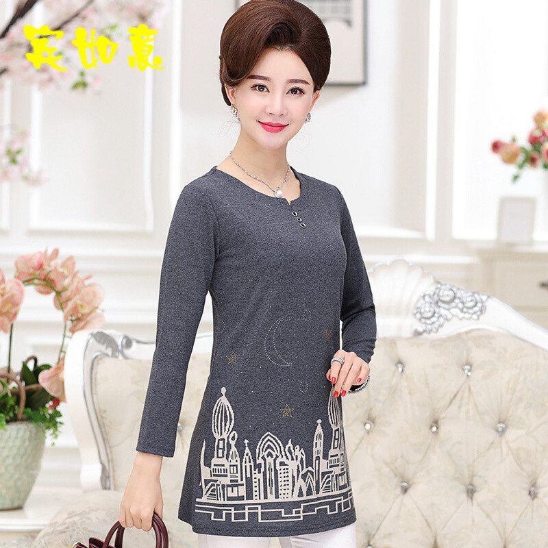 新品中老年女装秋装长袖恤上衣服女中年人40