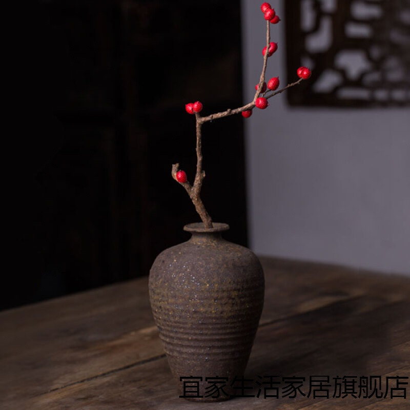 新款德馨阁全手工陶艺梅瓶花器古风花插花艺花瓶家居摆件陶瓷摆件饰品