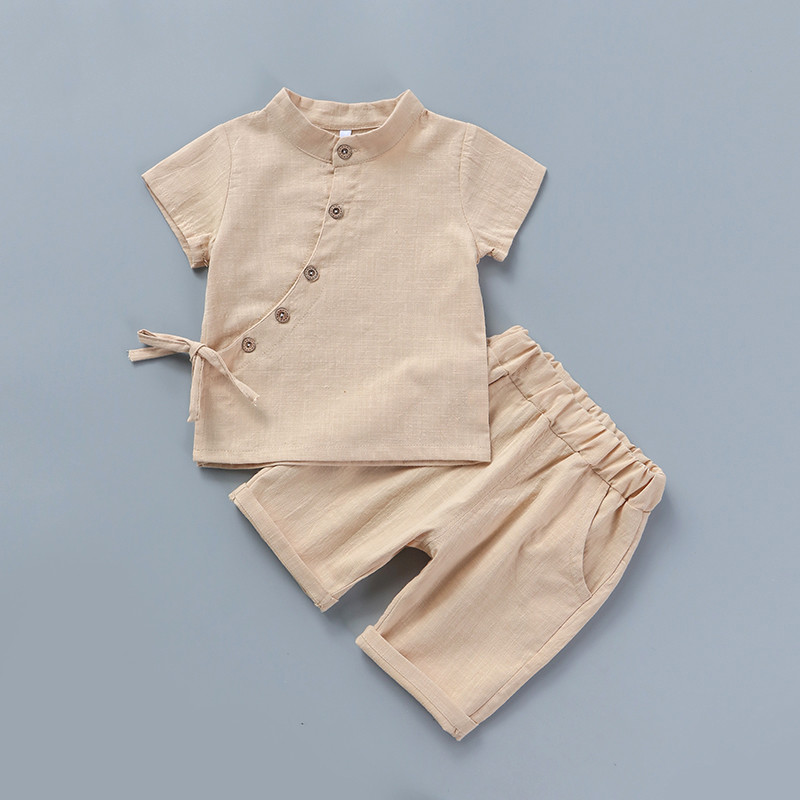 语男童棉麻套装中国风汉服童装女童夏季婴儿衣