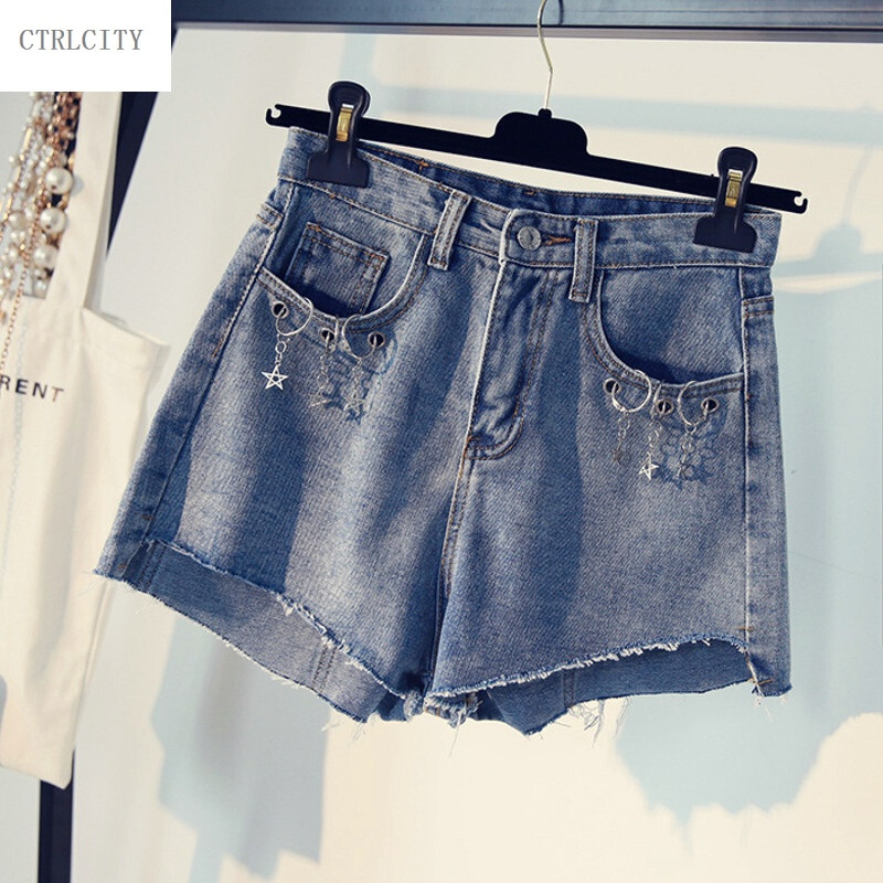 CTRLCITY夏季新款韩版高腰显瘦牛仔裤女短裤