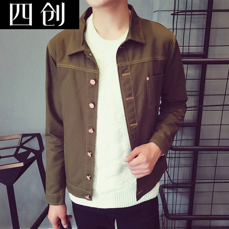 潮牌男装韩版水洗牛仔上衣男士宽松牛仔外套男