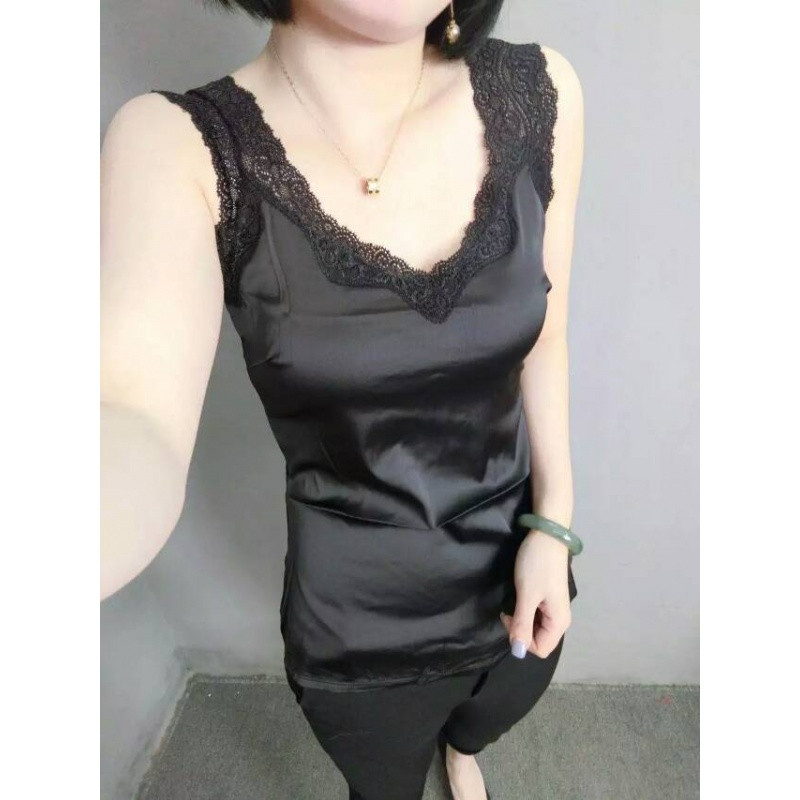 828新款欧洲站正版夏装桑蚕丝上衣蕾丝拼接真丝绸缎显瘦吊带背心打底