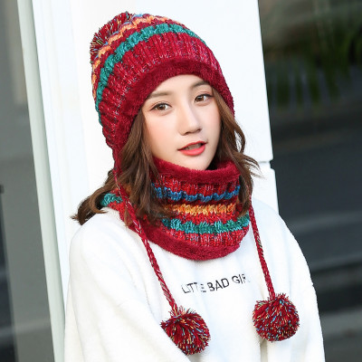 韩版甜美加绒帽子女士秋冬针织毛线帽冬天套头