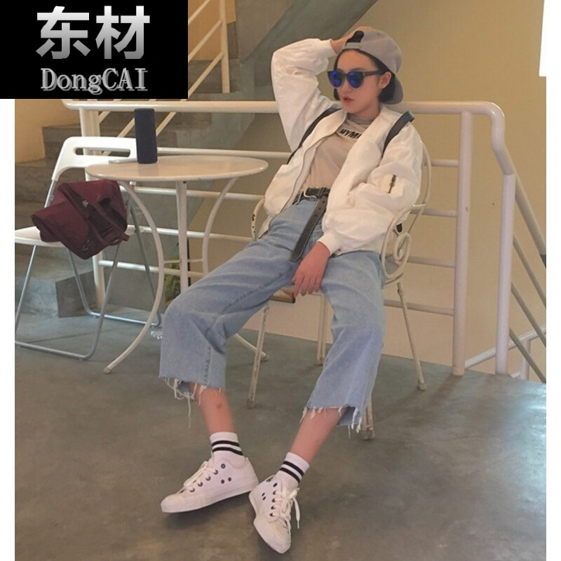 2017新品2017春装新款原宿风学生牛仔裤女宽