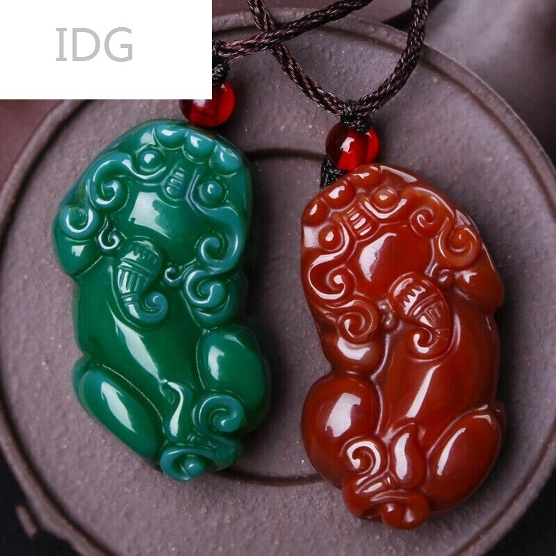 idg-貔貅挂件红玛瑙金钱貔貅吊坠绿貔貅玉坠玉佩