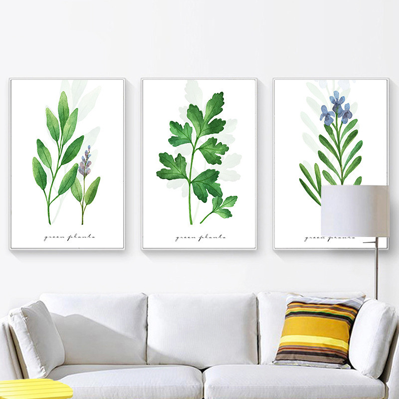 舒厅创意家居 简约手绘绿植花卉装饰画小清新有框画客厅沙发背景墙