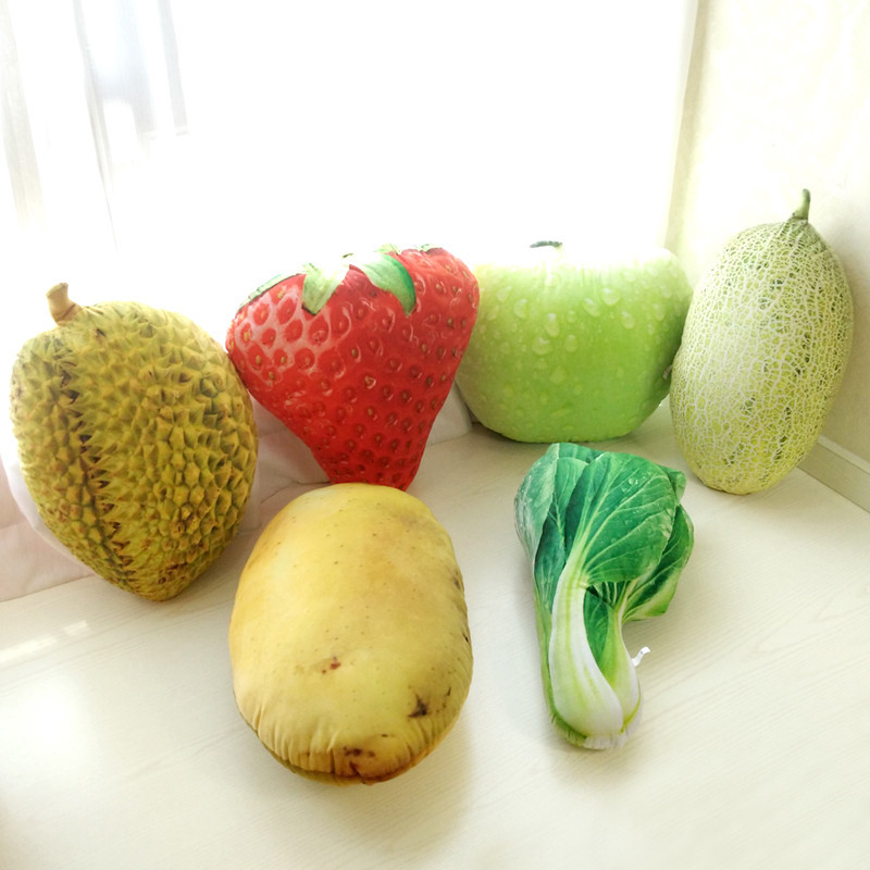 创意仿真蔬菜3d草莓水果抱枕靠垫家居沙发摆设恶搞礼物拍照道具