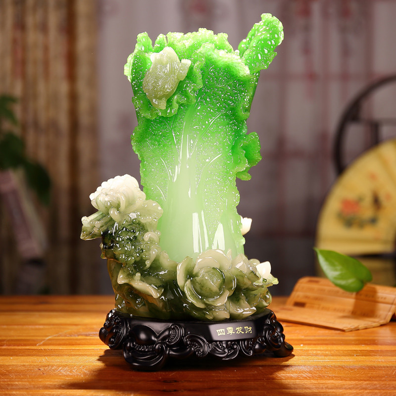 发财玉白菜摆件家居饰品 大号百财招财工艺品 开业礼品