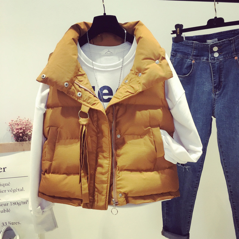 款2017秋冬新款韩版宽松无袖棉服马夹外套女