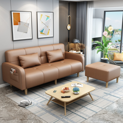 古达免洗科技布沙发客厅简约小户型公寓简易现代可折叠懒人布艺沙发床