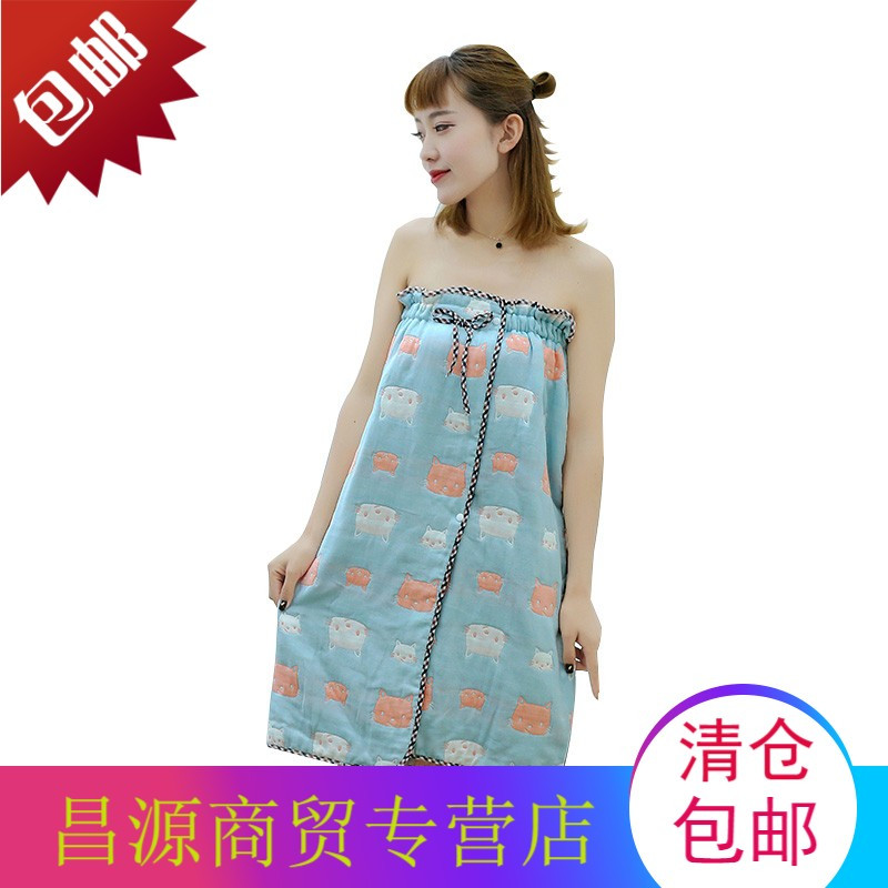 纯棉可穿浴巾6层纱布女生游泳抹胸浴裙洗澡裹胸浴袍睡衣柔软透气