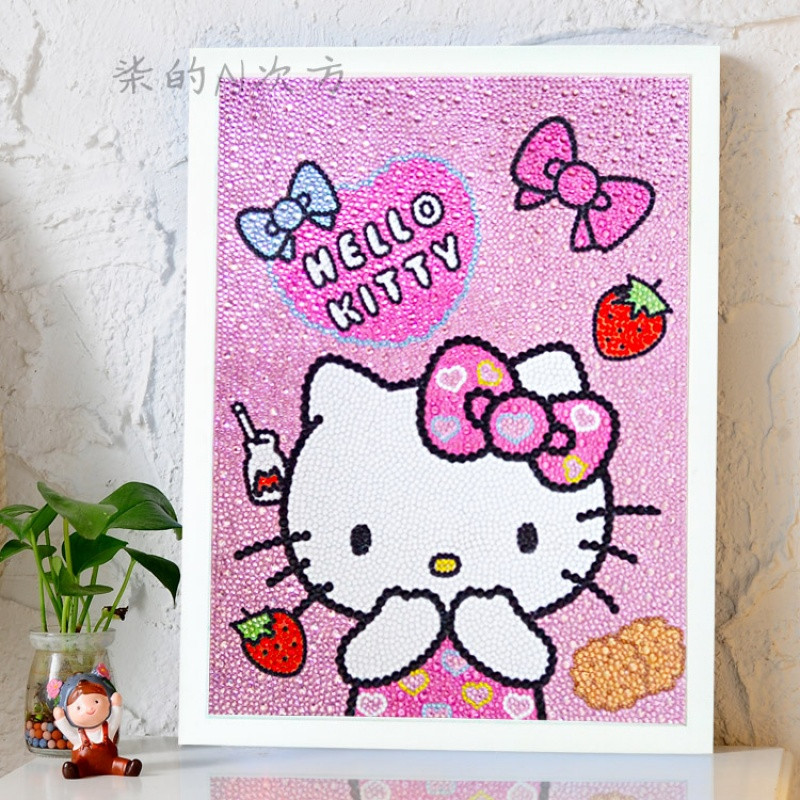 钻石画卡通kt猫hellokitty客厅满钻儿童钻石绣十字绣粘贴画