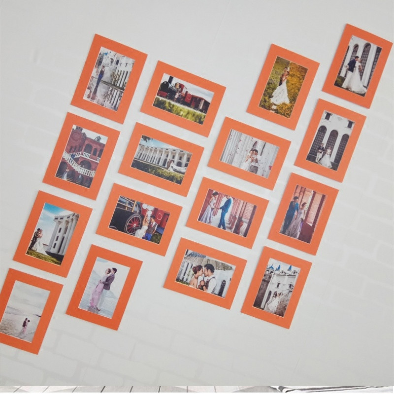 简易卡纸相框心形卡纸装饰相框组合6寸15框纸照片墙组合