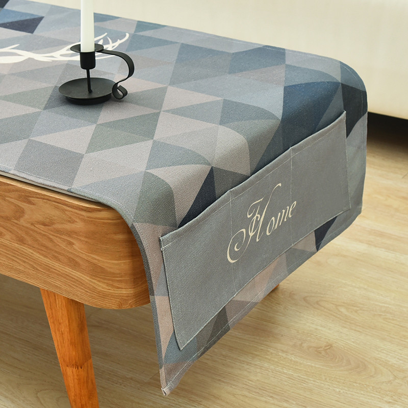 棉麻布艺北欧客厅台布长方形茶几桌布简约冰箱电视柜防尘盖布定制