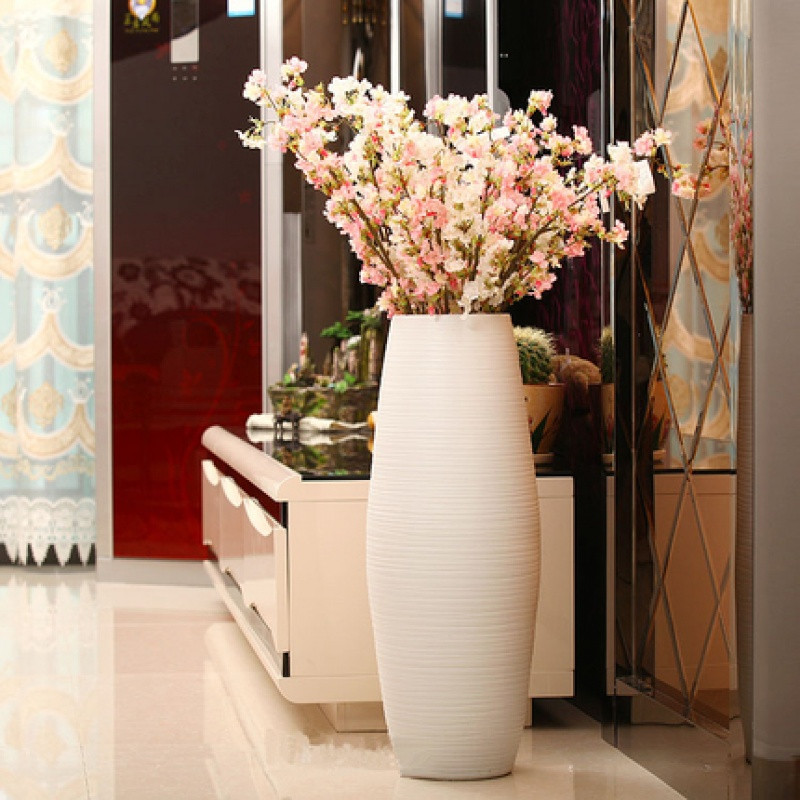 欧式落地大花瓶现代创意客厅家居软装饰品白陶罐陶瓷花艺插花摆件