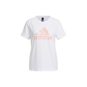阿迪达斯adidas Logo印花圆领运动休闲短袖T恤女款白色4154207