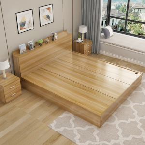 现代简约板式床1.2米1.5米1.8米双人床法耐榻榻米床高箱储物床收纳床