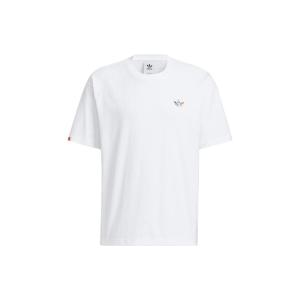 三叶草Adidas Originals 图案印花运动短袖 落肩袖T恤 简约时尚 情侣同款 白色 HR6457