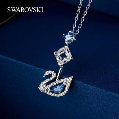 官方正品 SWAROVSKI施华洛世奇 周年纪念款女项链 蓝钻天鹅项链 Y型 5530625生日礼物送女友