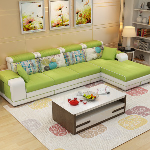 简约现代布艺沙发小户型客厅家具L型转角贵妃组合可拆洗皮布沙发
