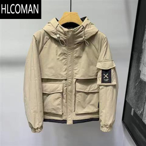 HLCOMAN2022冬季新款连帽工装夹克男士加厚p暖休闲棉服短款休闲棉袄外套