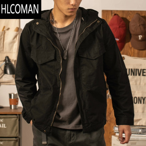 HLCOMAN美式复古工装外套男m65夹克2023年秋季男士上衣休闲风衣