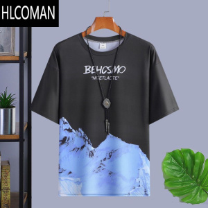 HLCOMAN[装]夏季新款冰丝短袖半袖T恤衫印花青少年百搭潮流工地速干