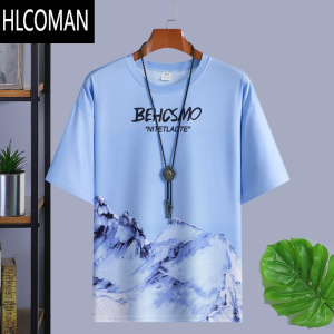 HLCOMAN[装]夏季新款冰丝短袖半袖T恤衫印花青少年百搭潮流工地速干