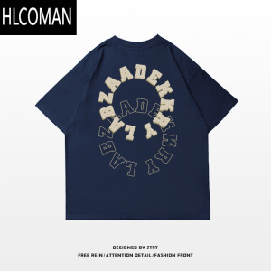 HLCOMANcityboy美式潮牌街头圆圈字母印花短袖T恤男2022夏季新款上衣