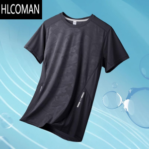 HLCOMAN速干t恤男士冰丝短袖夏季薄款运动上衣套装新款跑步衣服透气半袖