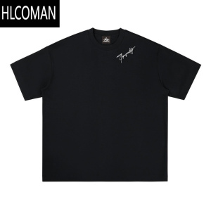 HLCOMAN第76人类NMK简约小众设计手写字母印花美式潮牌短袖T恤男女夏