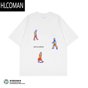 HLCOMAN[人生如戏]美式抽象印花潮牌小众设计夏季简约短袖T恤男女